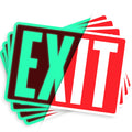 Exit Sign Stickers - Glow in The Dark - 4 pcs, 10 inch by 7 inch - Ideal Illuminated Emergency Exit Signs for Business or Office - Photoluminescent and UV Protected - Apply to Door, Wall, Window