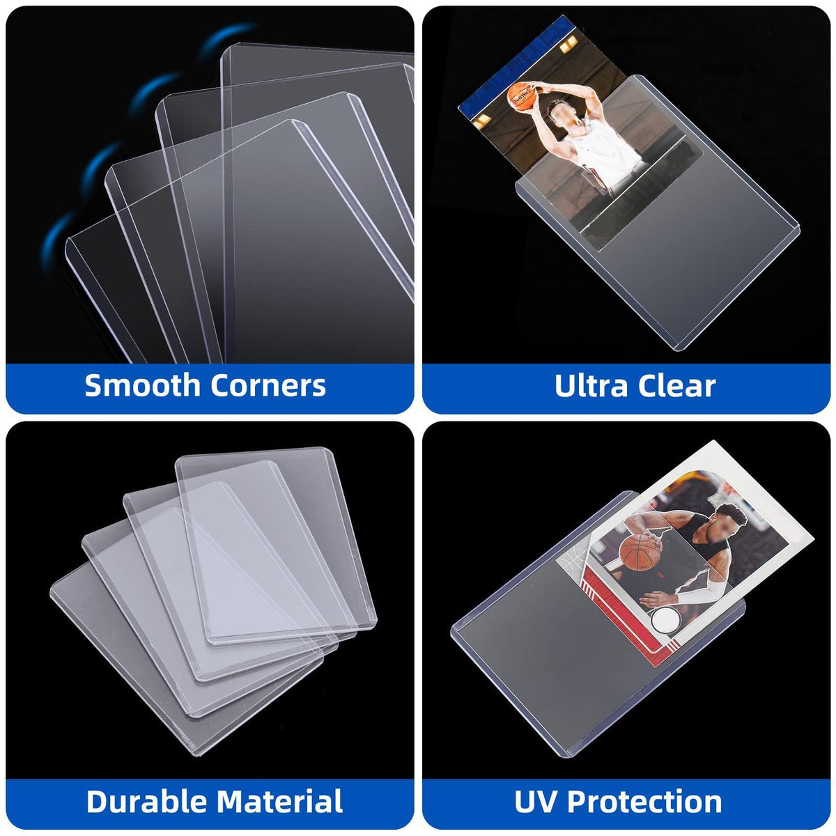 400 Card Sleeves Top Loaders for Cards, Arjiekwei 3"X4" Baseball Cards Protectors Hard Plastic, Premium Toploaders Holder for Trading Sports Football Game Card(200 Top Loaders + 200 Penny Sleeves)