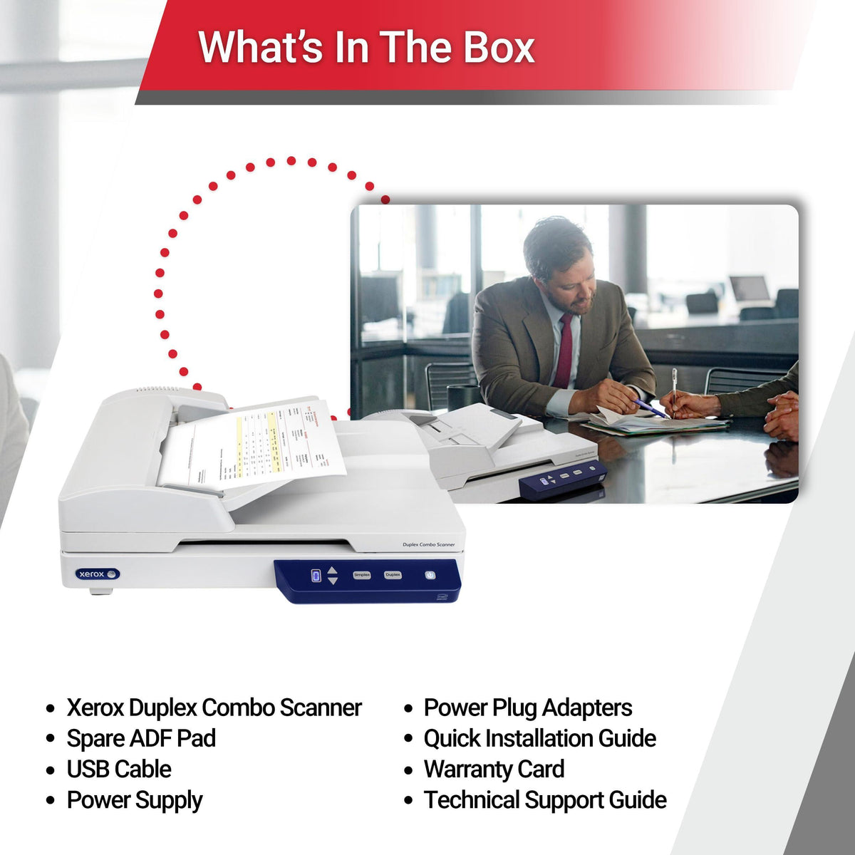Xerox XD-COMBO Duplex Combo Flatbed Document Scanner for PC and Mac, Automatic Document Feeder (ADF)