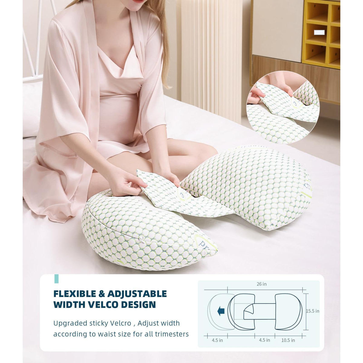 Oternal Pregnancy Pillow for Pregnant Women – Comfortable Maternity Pillow for Side Sleepers, Supports Back, Belly, HIPS, and Legs, with Removable & Adjustable Cover