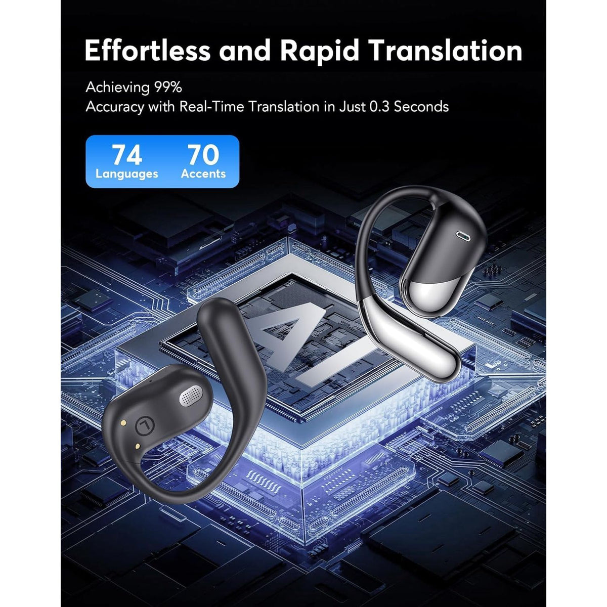 Paekole Translation Earbuds Real Time - AI 144 Language Translator Earbuds, Audifonos Traductores Inglés Español, 3-in-1 Translating Device, Translate Ear Buds for Travel Learning with Charging Case