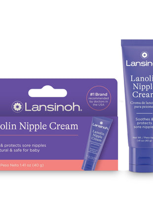 Lansinoh Lanolin Nipple Cream Safe for Breastfeeding Baby, 100% Natural Nipple Butter, Breastfeeding Essentials for Postpartum Moms, 1.41 Ounces