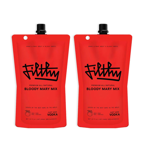 Filthy Bloody Mary Mix, Premium Cocktail Mixer, All-Natural, Non-GMO, Vegan & Gluten-Free, Travel Friendly for Vacation, Brunch, Home Bars and Hosting, Made From Real Tomatoes, 32 Oz Pouch, 2 Pack