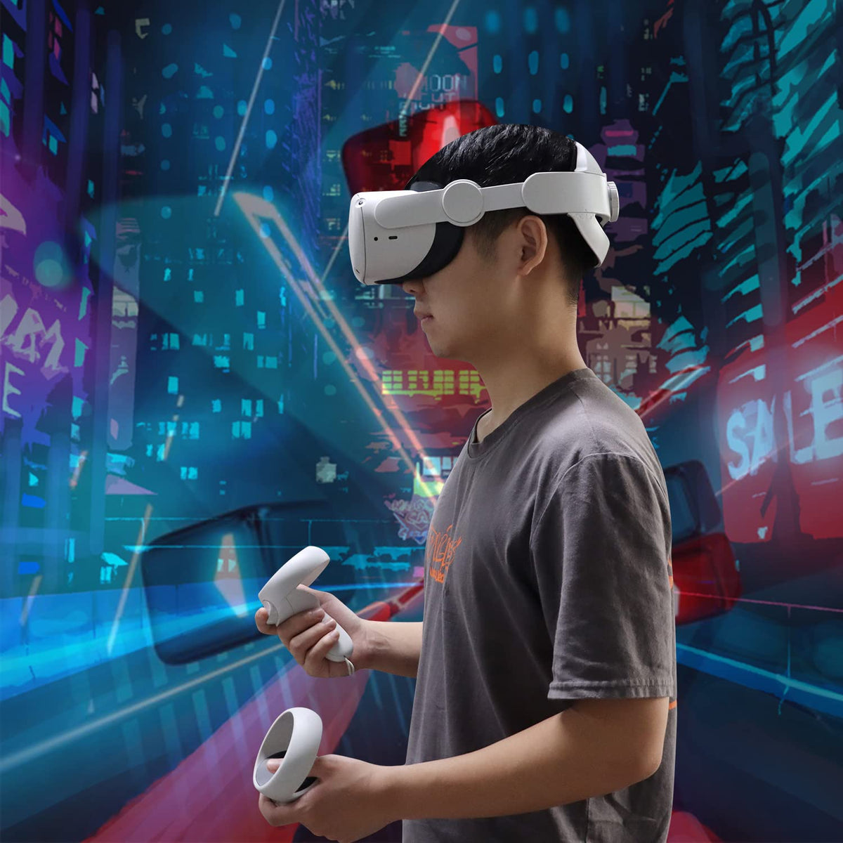 Saqico Head Strap for Meta Oculus Quest 2/3/3s, 3-in-1 Adjustable Halo Headband, Replacement for Elite Strap, Enhanced Comfort Gaming Immersion VR Accessories Compatible with Oculus/Meta Quest 2/3/3s