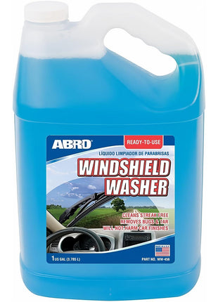 ABRO Windshield Washer Fluid Ready to Use Formula - 1 Gallon, Pre-Mixed, Streak-Free Cleanliness, 2-In-1 Removes Bugs & Tar