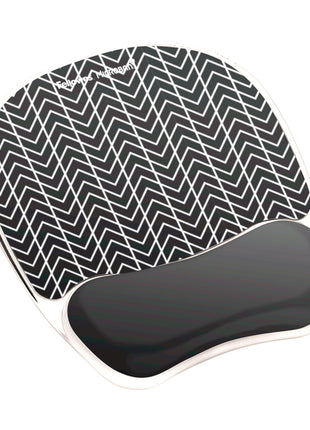 Fellowes Photo Gel Mouse Pad Wrist Rest with MICROBAN - Black Chevron (9549901)