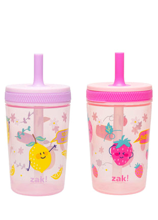 Zak Designs Kelso Toddler Cups For Travel or At Home, 15oz 2-Pack Durable Plastic Sippy Cups With Leak-Proof Design is Perfect For Kids (Sweet Berry, Lemon Zest)