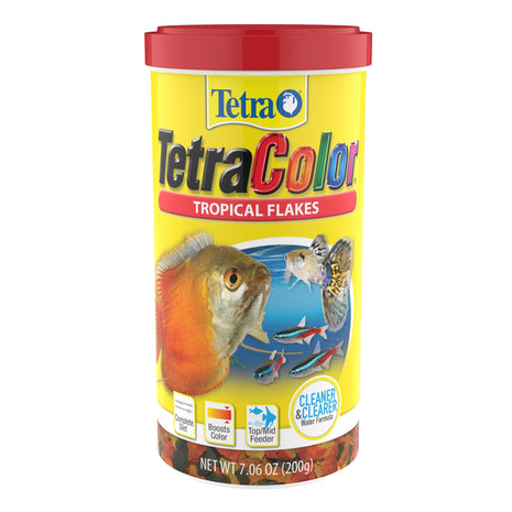 TetraColor Tropical Flakes, Color Boosting Fish Food, Nutritionally Balanced Diet for Tropical Fish, 7.06 oz
