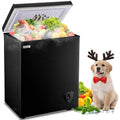 Chest Freezer WANAI 3.5 Cubic Deep Freezer with Top Open Door and Removable Storage Basket, 7 Gears Temperature Control, Ideal for Office Dorm or Apartment, Black