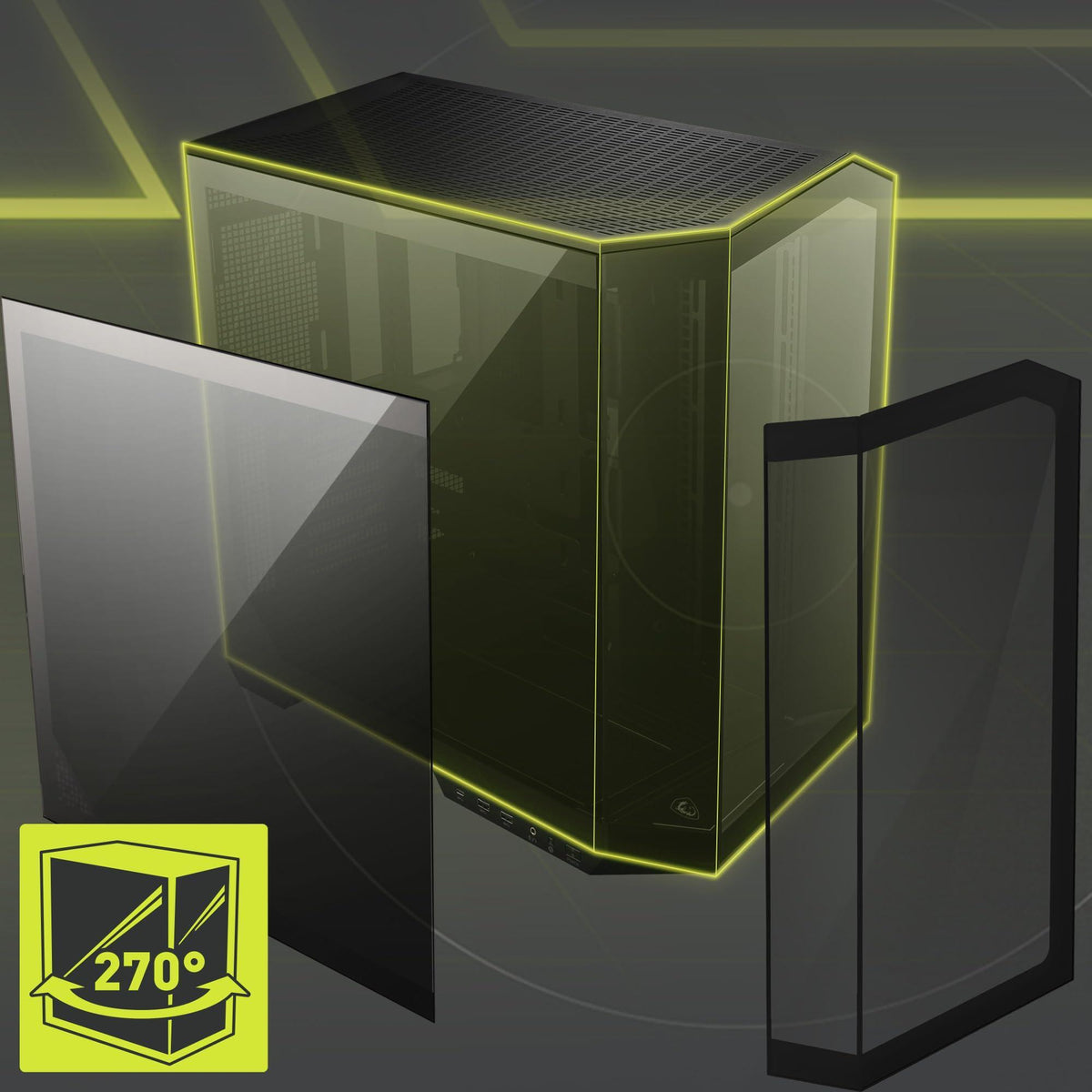MSI MAG PANO 100L PZ - Premium Mid-Tower Gaming PC Case - Tempered Glass Side Panel - Liquid Cooling Support up to 360mm Radiator - Vented Front Panel
