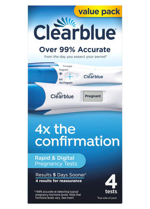 Clearblue Pregnancy Test Combo Pack, 4ct - Digital with Smart Countdown & Rapid Detection - Value Pack