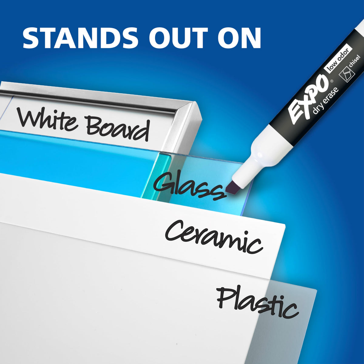 EXPO Dry Erase Markers, Low Odor Ink, Black, Chisel Tip, 4 Count - Easily Erases, Vibrant Ink, Ideal for Classroom, Back to School Supplies, Teachers, Office, Whiteboard & Home