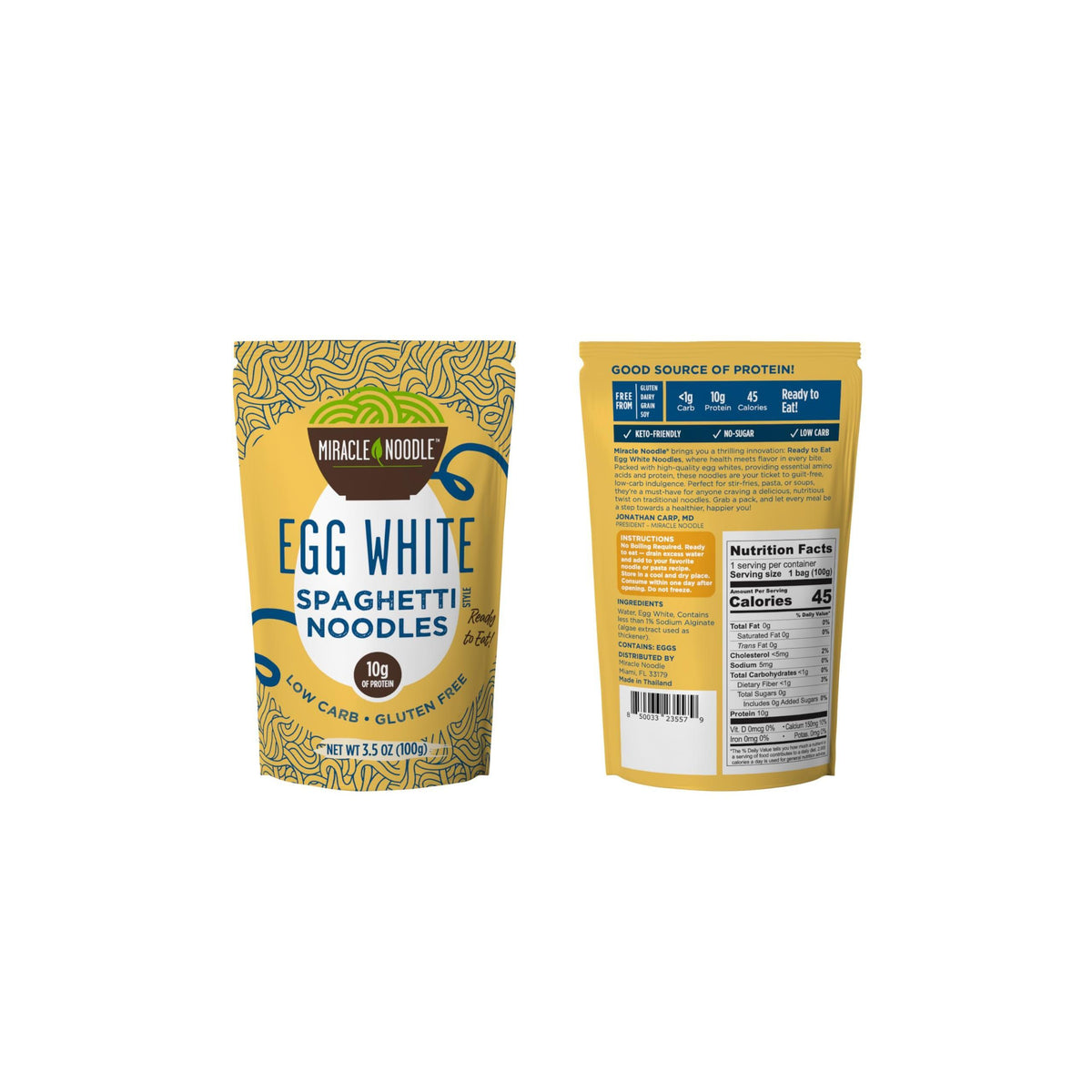 Miracle Noodle High Protein Egg White Noodles - Spaghetti & Vermicelli Variety Pack – Low Carb & Low Calorie – Ready to Eat – 3.5 Ounce (Pack of 6)