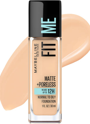 Maybelline Fit Me Matte + Poreless Liquid Oil-Free Foundation Makeup, Classic Ivory, 1 Count (Packaging May Vary)