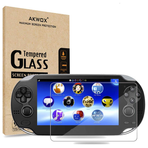AKWOX Screen Protector Compatible with PS Vita 1000 (Pack of 2), Premium HD Clear 9H Tempered Glass Screen Protective Film High Clarity Touch Accuracy