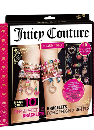 Make It Real - Juicy Couture Pink and Precious Bracelets - DIY Charm Bracelet Kit with Beads for Tween Jewelry Making - Jewelry Making Kit for Girls