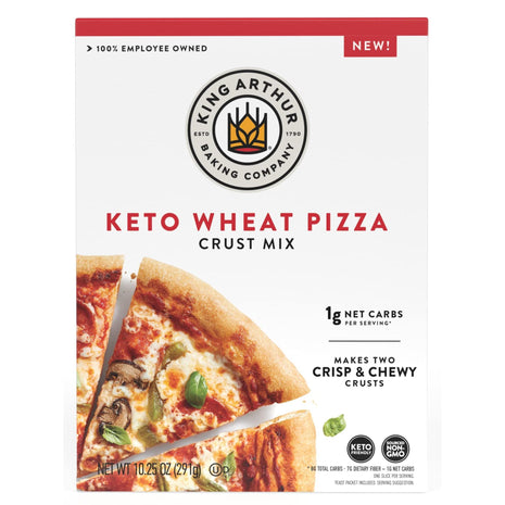 King Arthur Keto Pizza Crust Mix: Low Carb Delight with 1g Net Carbs per Serving   Easy to Make, Crisp & Chewy 10.25 oz Mix for Two 12 in Crusts   Perfect for Keto Pizza Lovers