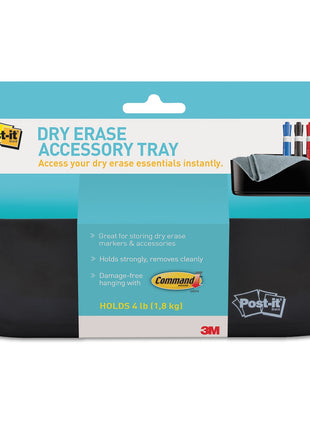 Post-it® Dry Erase Accessory Tray, Deftray, 8 5/8 inch x 3 1/8 inch x 2 15/16 inch, Black