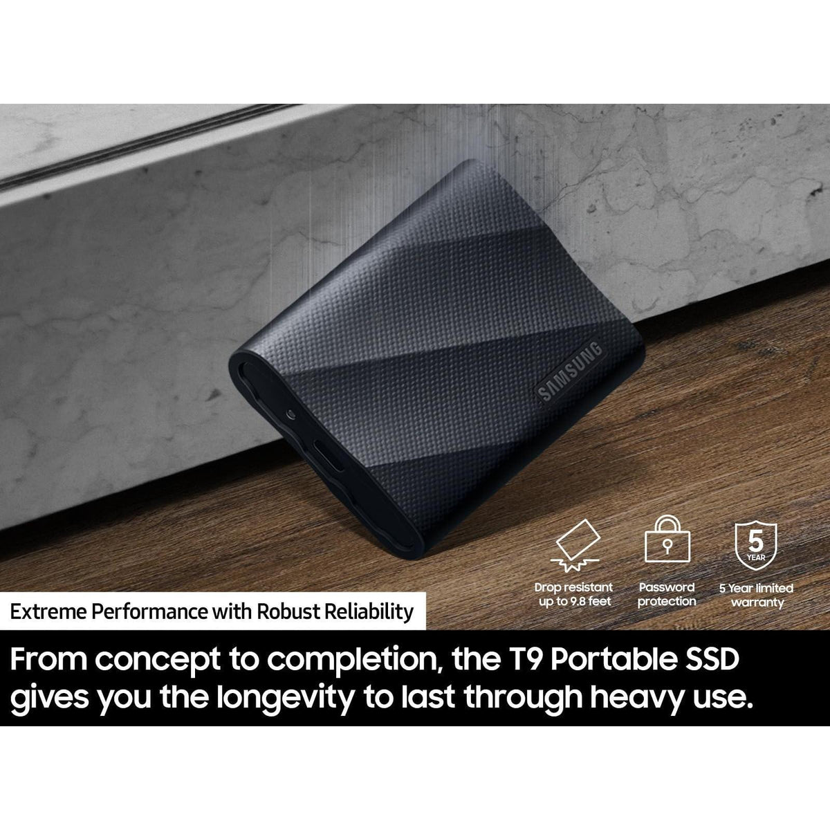 SAMSUNG T9 Portable SSD 4TB, USB 3.2 Gen 2x2 External Solid State Drive, Seq. Read Speeds Up to 2,000MB/s for Gaming, Students and Professionals,MU-PG4T0B/AM, Black (pack of 1)