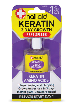 Nail-Aid Keratin 3 Day Growth Nail Treatment & Strengthener, Clear, 0.55 Fl Oz