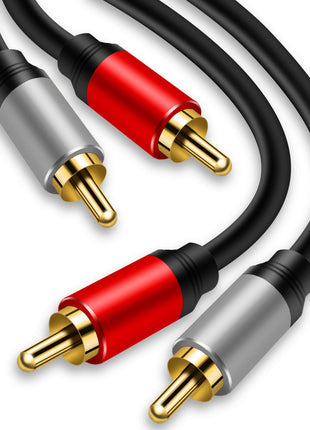 Tan QY 2RCA to 2RCA Cable 3Ft, Gold-Plated 2 RCA Male to 2 RCA Male Stereo Audio Cable for Home Theater, HDTV, Gaming Consoles, Hi-Fi Systems (3Ft/1M)