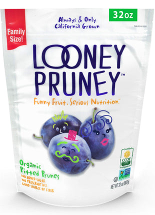 Looney Pruney Organic Pitted Dried Prunes for the Entire Family | Always California-Grown | Kosher | No Added Sugar & No Preservatives (32 oz)