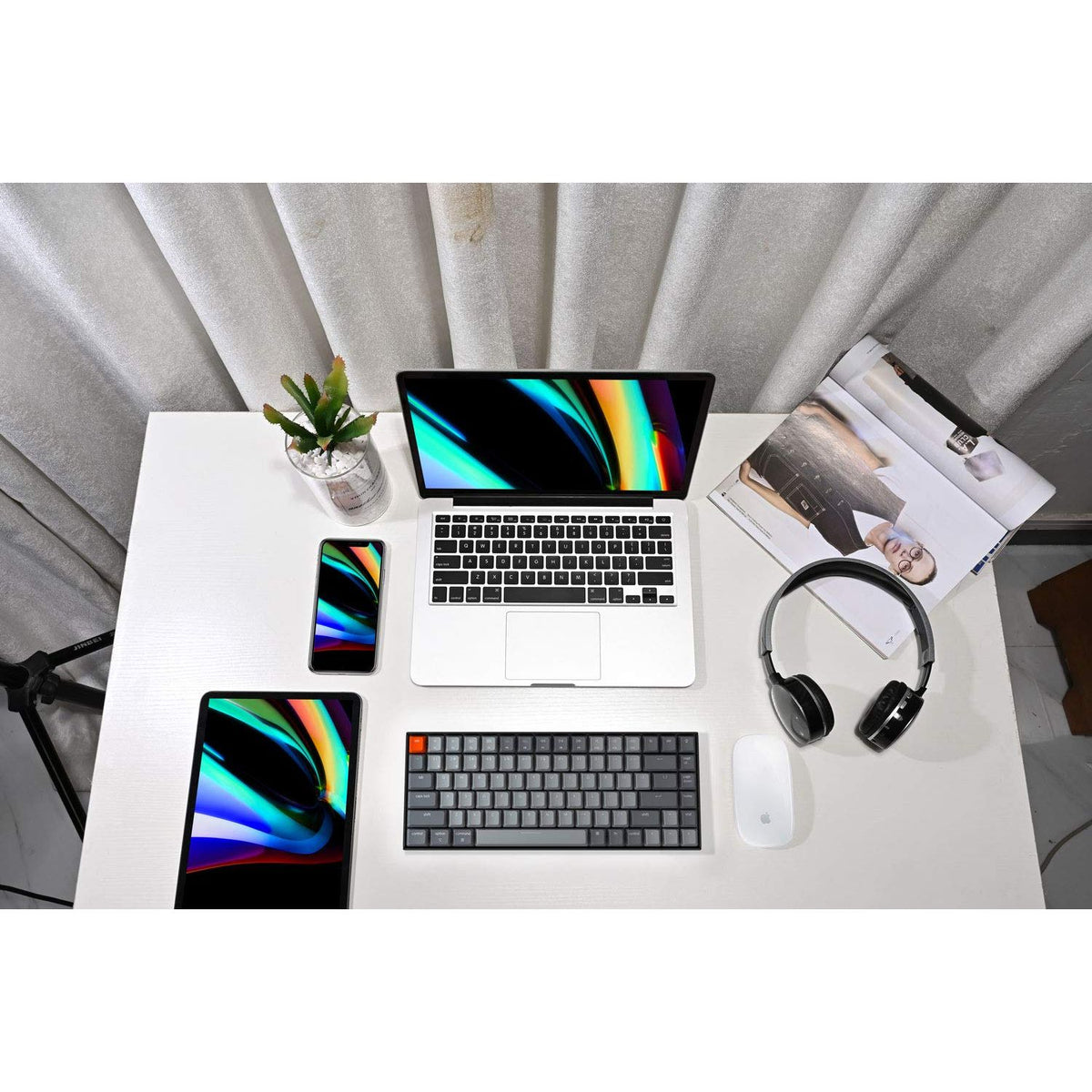 Keychron K2 75% Layout Bluetooth Wireless Mechanical Keyboard K Pro Brown Switch/White LED Backlit/USB C/Anti Ghosting/N-Key Rollover, 84 Keys Gaming Keyboard for Mac Windows-Version 2