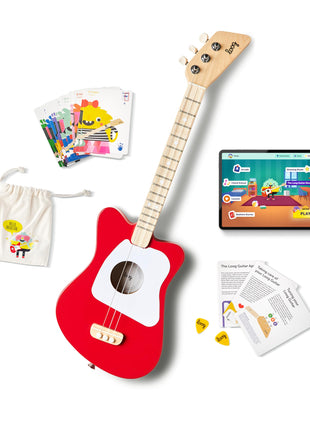 Loog Mini Acoustic kids Guitar for Beginners 3-strings Ages 3+ Learning app and lessons included