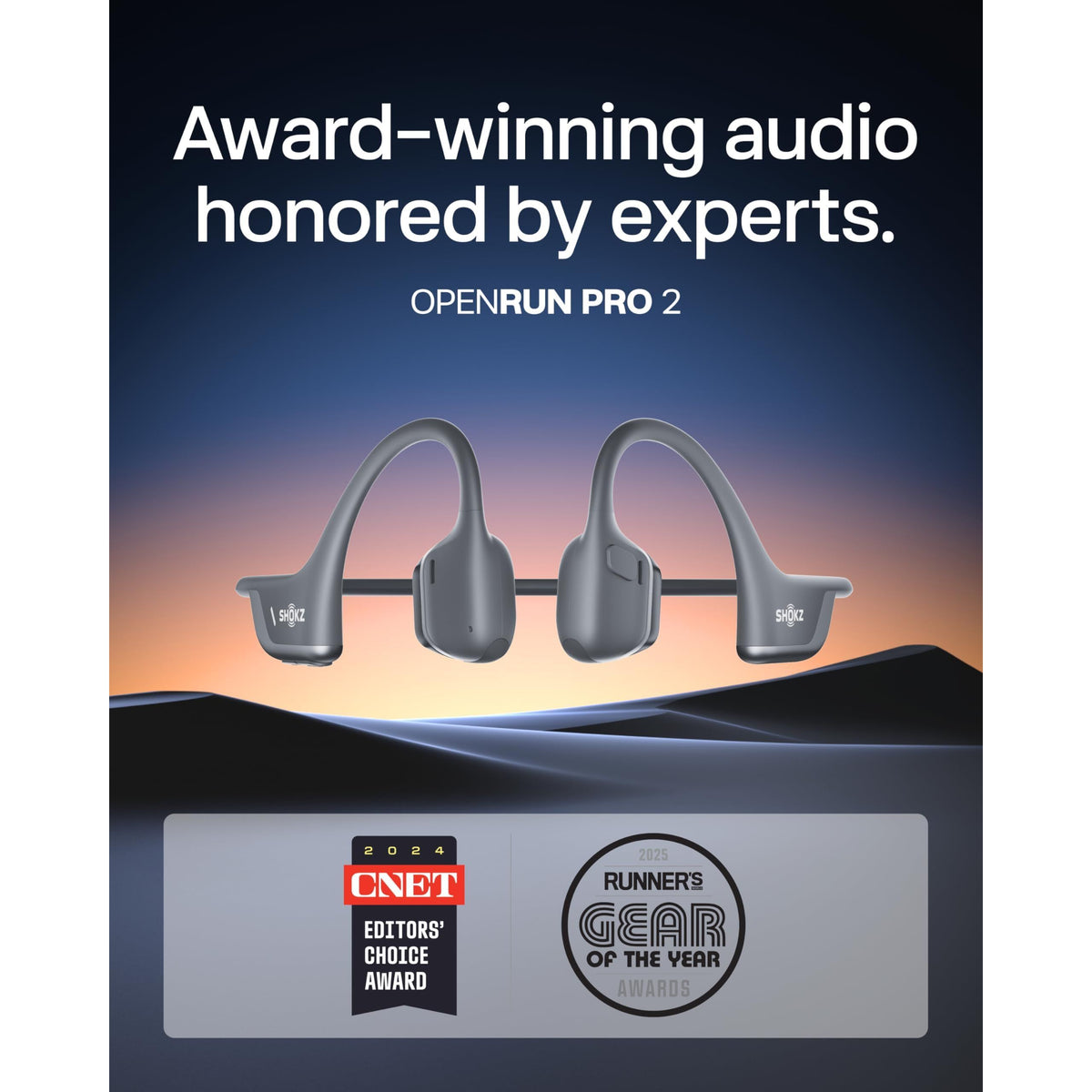 SHOKZ New OpenRun Pro 2 - Open-Ear, Bone Conduction Sport Headphones - with Reflective Strip - Sweat Resistant, Workout Headphones - Secure, Wireless, Comfortable Fit-Deep Bass and Smart Mic App