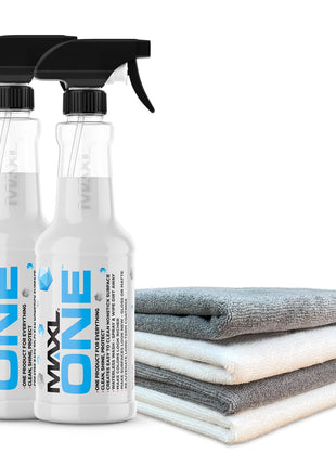 MAXLONE ™ Car Spray with Triphene® Technology, Quick Spray & Wipe All Purpose Waterless Detailer - Clean, Shine, Protect Paint, Glass, Wheels, Trim Without Pre-Washing (2, 20oz w 4 Micro Fiber Cloth)