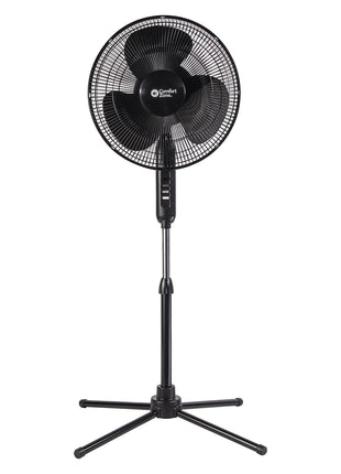 Comfort Zone Electric Oscillating Pedestal Fan, Stand Fan, 16 inch, 3 Speed, 90 Degree Oscillating Head, Adjustable Height and Tilt, Airflow 7.48 ft/sec, Ideal for Home, Bedroom & Office, CZST161BTEBK