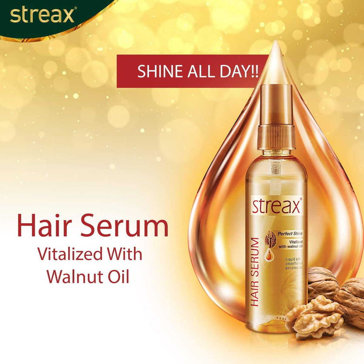 Streax Hair Serum with Walnut Oil (45 ml) Pack of 3