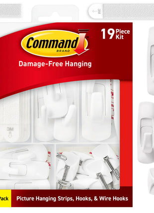 Command Variety Pack, Picture Hanging Strips, Wire Hooks and Utility Hooks, Damage Free Hanging Variety Pack for Up to 19 Items, 1 Kit, White