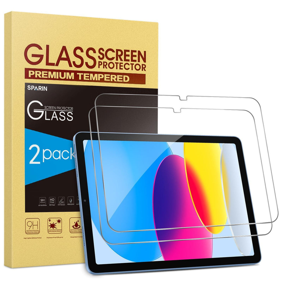 SPARIN Screen Protector for iPad 11th 10th Generation (iPad A16 11-inch 2025/10.9 inch 2022), 2 Pack Tempered Glass for iPad 11/10 Gen, Case Friendly, Anti-Scratch, Touch Sensitive