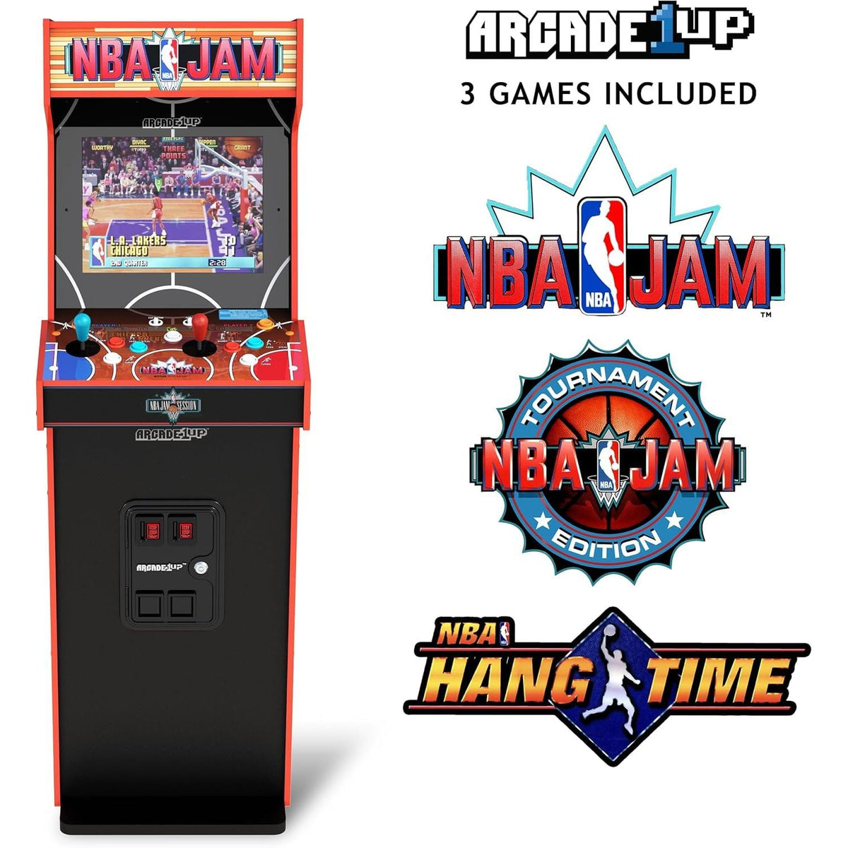 ARCADE1UP NBA Jam Deluxe 2-Player Control Panel Arcade Machine, Built for Your Home, 5 Foot Tall Cabinet with 3 Classic Games