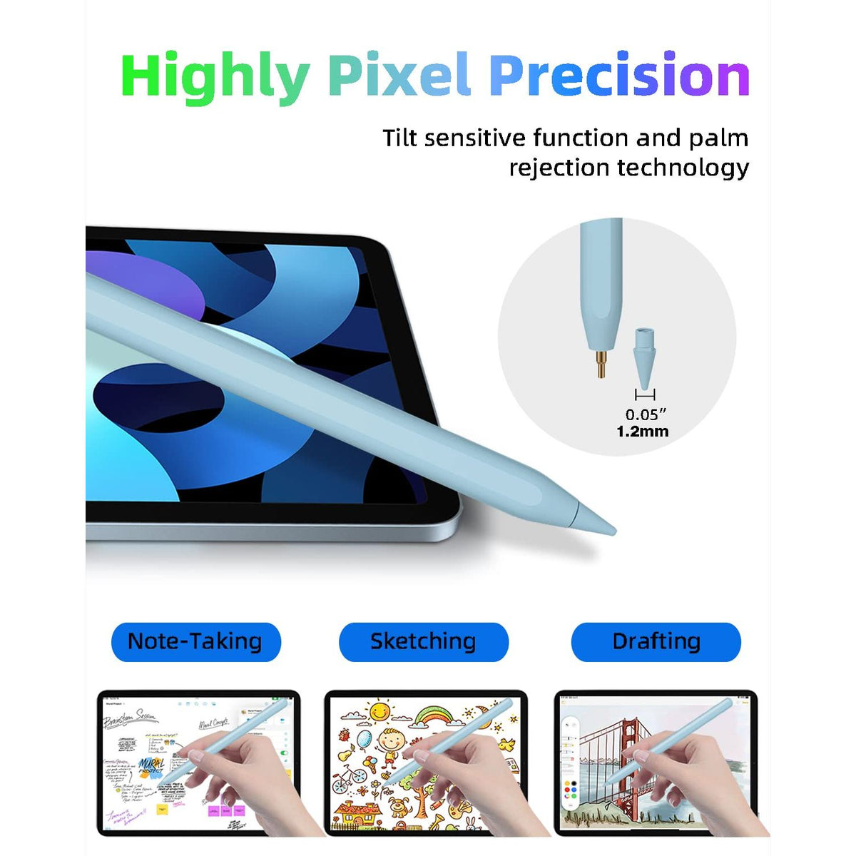 Gnanlen iPad Pencil 2nd Generation with Magnetic Wireless Charging, Same as Apple Pencil 2nd Generation,The Pen Compatible with iPad Pro 11 in 1/2/3/4,iPad Pro 12.9 in 3/4/5/6,iPad Air 4/5,iPad mini