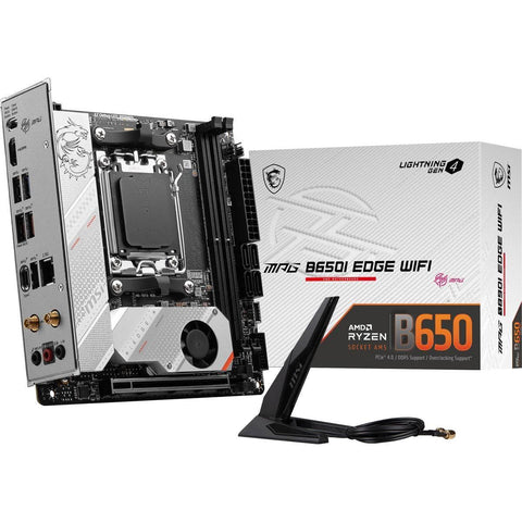 MSI MPG B650I Edge WiFi Gaming Motherboard (AMD Ryzen 9000/8000/7000 Series Processors, AM5, DDR5, PCIe 4.0, M.2, SATA 6Gb/s, USB 3.2 Gen 2, HDMI, Wi-Fi 6E, Bluetooth 5.3, 2.5Gbps LAN, Mini-ITX)