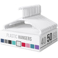 Plastic Hangers 50 Pack White - Clothes Hangers - Makes The Perfect Coat Hanger and General Space Saving Clothes Hangers for Closet - Percheros Ganchos para Colgar Ropa Hangars