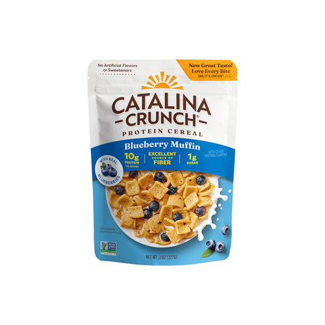 Catalina Crunch Protein Cereal   Breakfast Cereal with 10g of Protein, No Added Sugar   Gluten Free, Keto Friendly   Blueberry Muffin   8 oz. Bag (Pack of 1)