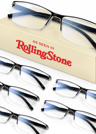 6 pack Executive Style Reading Glasses Men   Durable Readers with 99% Blue Light Blocking   Comfortable Fit with TR90 Frames