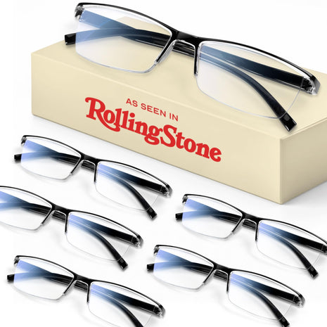 6 pack Executive Style Reading Glasses Men   Durable Readers with 99% Blue Light Blocking   Comfortable Fit with TR90 Frames