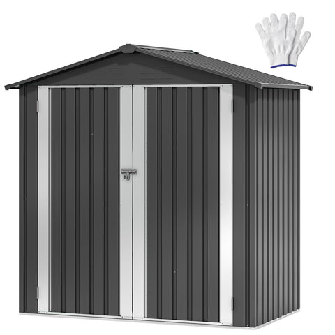 DWVO 6x4ft Outdoor Storage Shed, Weatherproof Tool Shed w/Locking Entry & Ventilation for Grass Cutter, Bike, Equipment, Courtyard, Garden (Dark Gray)