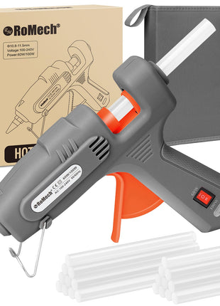 Full Size Hot Glue Gun with 60/100W Dual Power and 21 Hot Glue Sticks (7/16"), Fast Preheating Heavy Duty Industrial Gluegun with Storage Case for Crafting, DIY and Repairs (Gray)