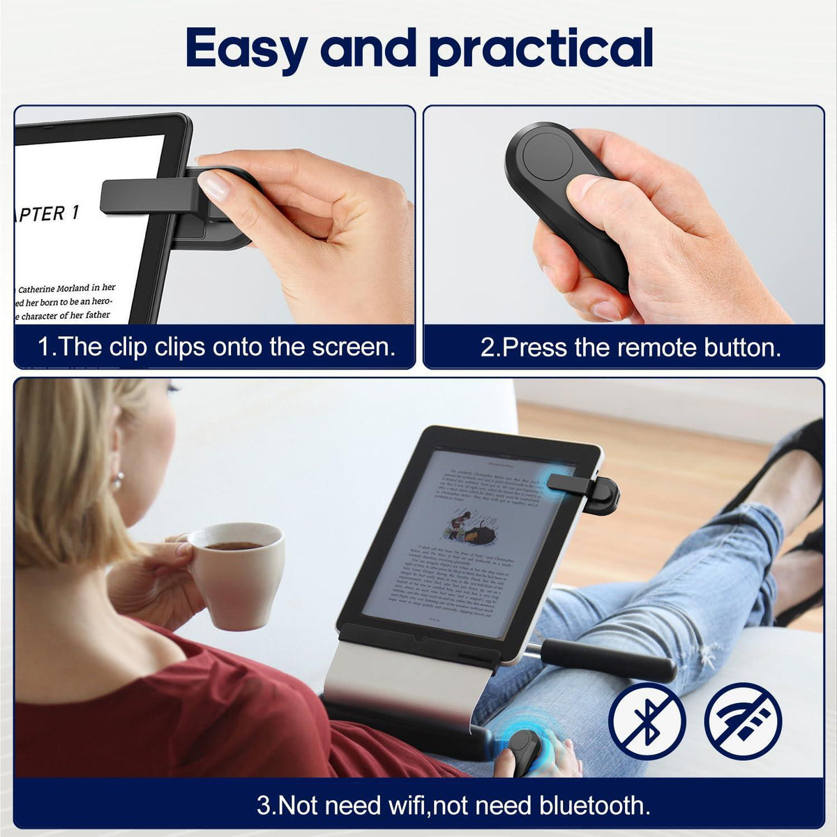DATAFY Remote Control Page Turner for Kindle Paperwhite Oasis Kobo eReaders, Camera Camcorder Remote Controls, Page Turner Clicker for ipad Tablets Reading Novels with Wrist Strap Storage Bag