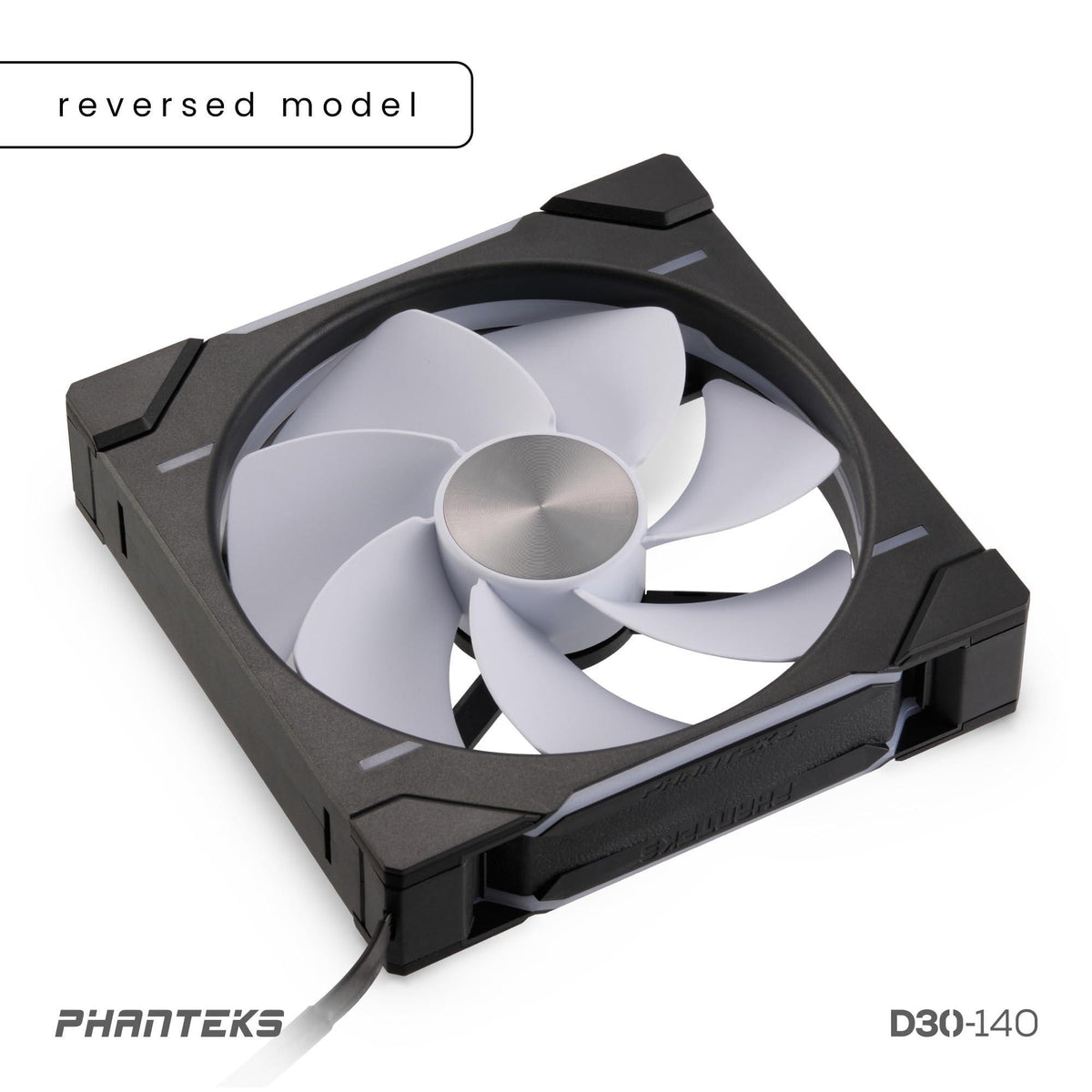 Phanteks (PH-F140D30R_DRGB_PWM_BK01) D30-140 DRGB PWM Fan, Reverse Airflow Model, Premium D-RGB Performance Fan, ARGB/DRGB Lighting, Daisy-Chain Fan Linking System (Black)