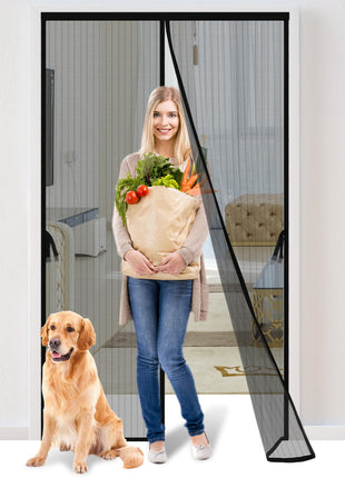 Iduontis Magnetic Screen Door - Fits Door Opening 36 x 82 in, Actual Screen Size 38 inchx83 inch, Hands Free Mesh Partition,Heavy Duty Curtain Keeps Bugs Out, Frame Hook & Loop, Pet and Kid Friendly