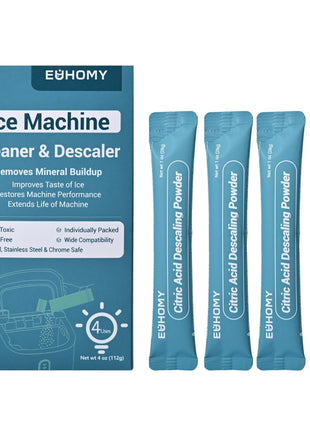 EUHOMY Ice Maker Cleaner & Descaler | 4 Use & Individually Packed | Ice Machine Cleaner with Organic Citric Acid Descaling Powder, Ideal for All Brands