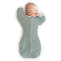 SwaddleDesigns Transitional Swaddle Sack with Arms Up Half-Length Sleeves and Mitten Cuffs, Small, 0-3 Months, 6-14 lbs, Heathered Jadeite (Arms Up Swaddle, Transition Swaddle Sleep Sack)