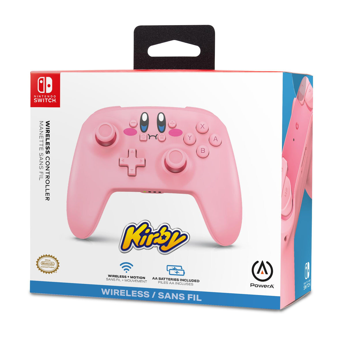 PowerA Wireless Controller for Nintendo Switch - Kirby Mouthful, Switch Lite/Switch-OLED Model, Nintendo Switch 2, AA Battery Powered (Battery Included), Bluetooth, Motion Controls, Officially Licensed