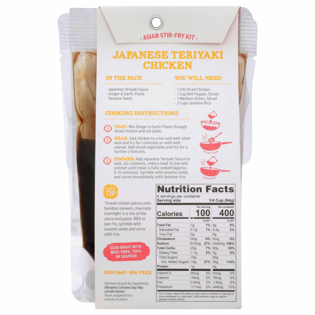 Street Kitchen Japanese Teriyaki Chicken Scratch Kit (1 Pack) 9 oz, Includes Teriyaki Sauce, Ginger Sauce, and Sesame Seeds, Easy Authentic Meal in Under 20 Minutes, Serves Four